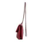 Handbag Hamptons Flap Top Handle Red Calfskin ZigZag Quilted Leather