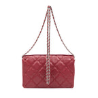 Handbag Hamptons Flap Top Handle Red Calfskin ZigZag Quilted Leather