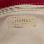 Handbag Hamptons Flap Top Handle Red Calfskin ZigZag Quilted Leather