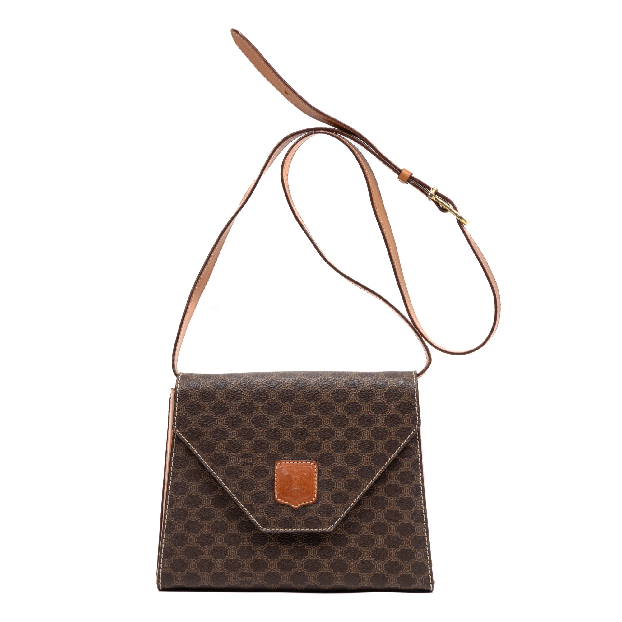 Shoulder Bag Vintage Flap Crossbody Brown Macadam Coated Canvas