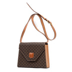 Shoulder Bag Vintage Flap Crossbody Brown Macadam Coated Canvas