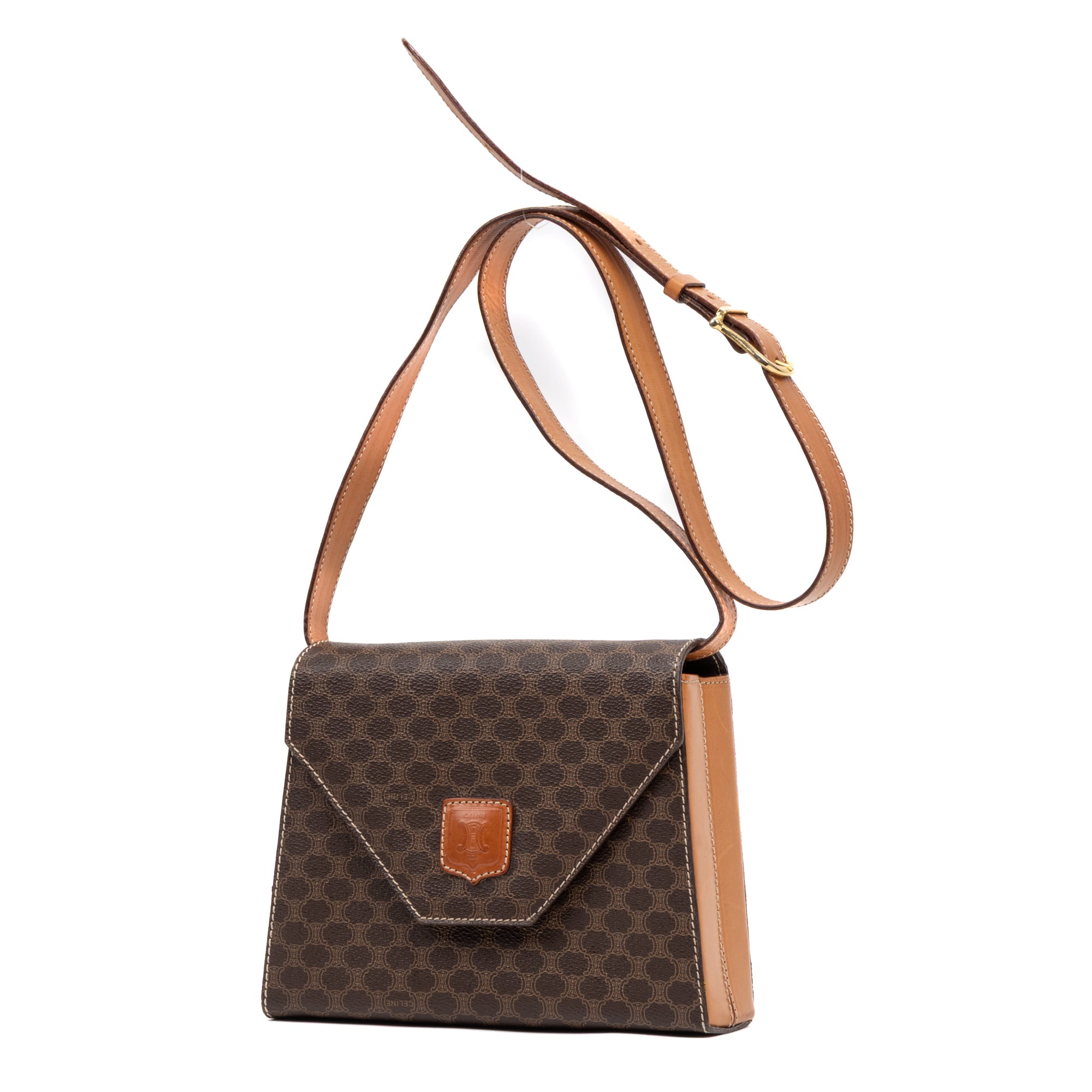 Shoulder Bag Vintage Flap Crossbody Brown Macadam Coated Canvas
