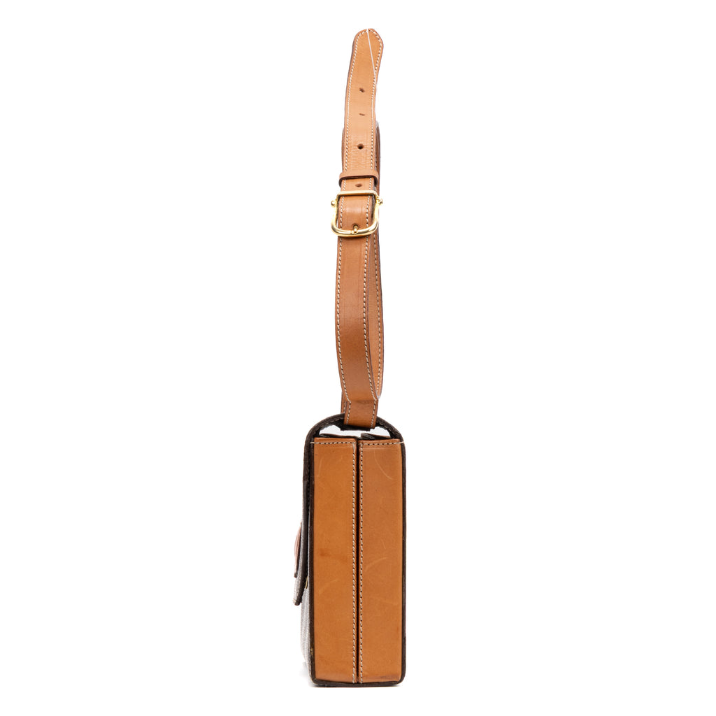 Shoulder Bag Vintage Flap Crossbody Brown Macadam Coated Canvas