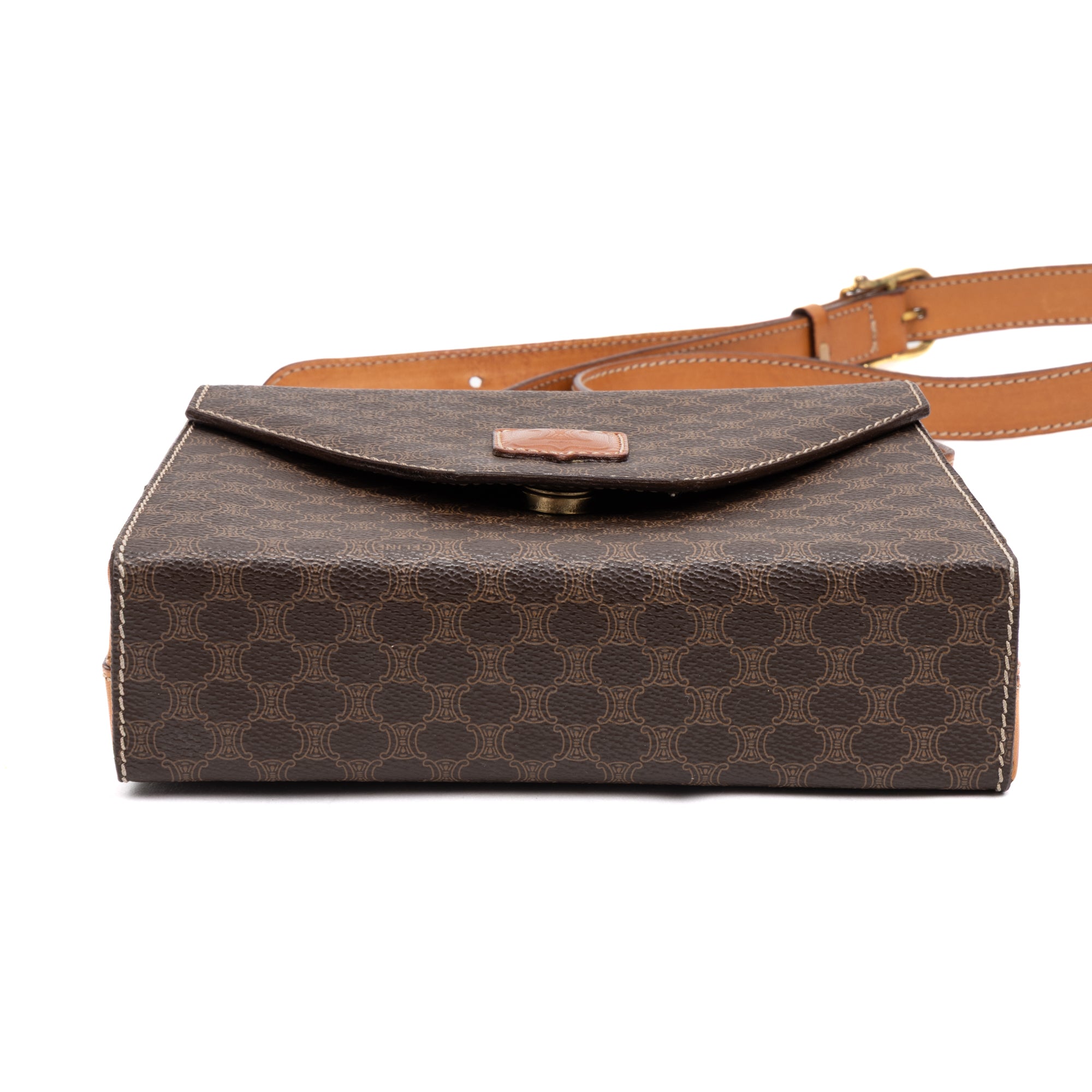 Shoulder Bag Vintage Flap Crossbody Brown Macadam Coated Canvas
