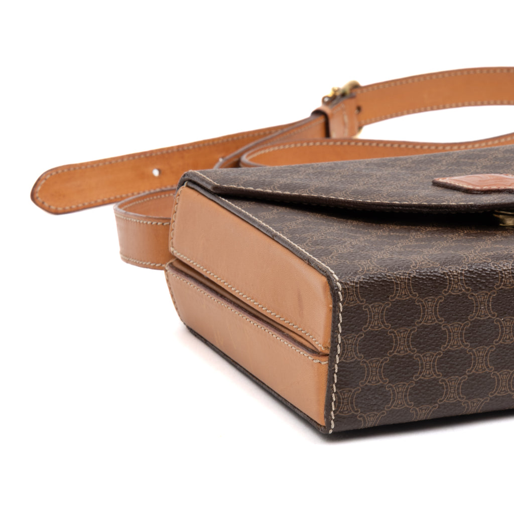 Shoulder Bag Vintage Flap Crossbody Brown Macadam Coated Canvas