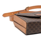 Shoulder Bag Vintage Flap Crossbody Brown Macadam Coated Canvas