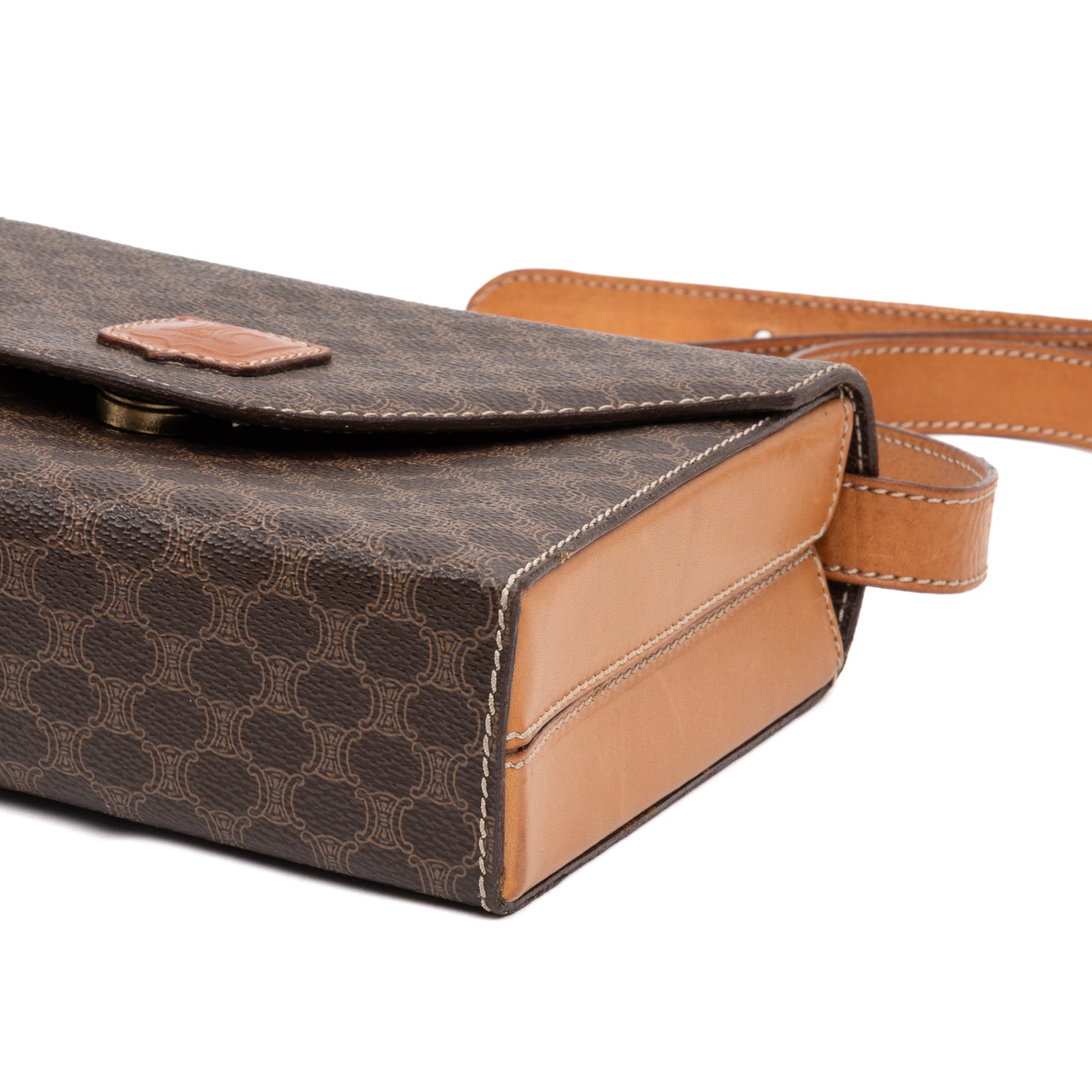 Shoulder Bag Vintage Flap Crossbody Brown Macadam Coated Canvas