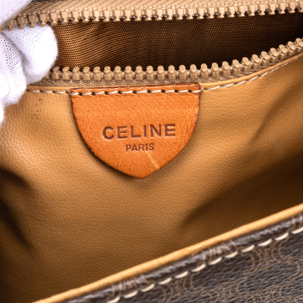 Shoulder Bag Vintage Flap Crossbody Brown Macadam Coated Canvas