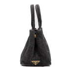 Shoulder Bag Canapa Tote Grey Denim Stampata Canvas