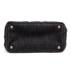 Shoulder Bag Canapa Tote Grey Denim Stampata Canvas