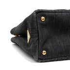 Shoulder Bag Canapa Tote Grey Denim Stampata Canvas