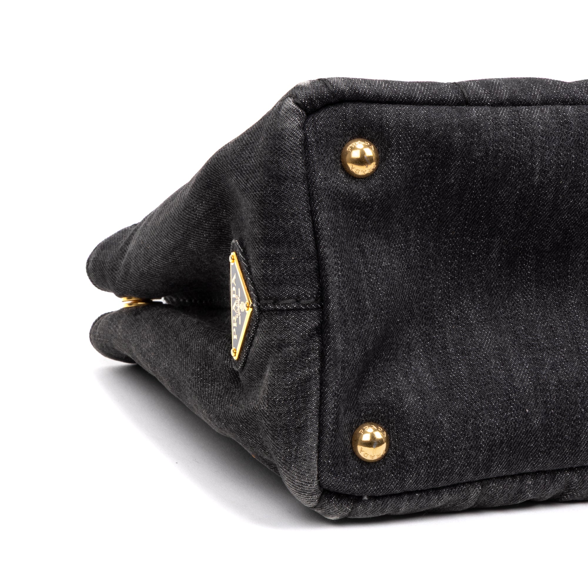 Shoulder Bag Canapa Tote Grey Denim Stampata Canvas