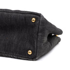 Shoulder Bag Canapa Tote Grey Denim Stampata Canvas