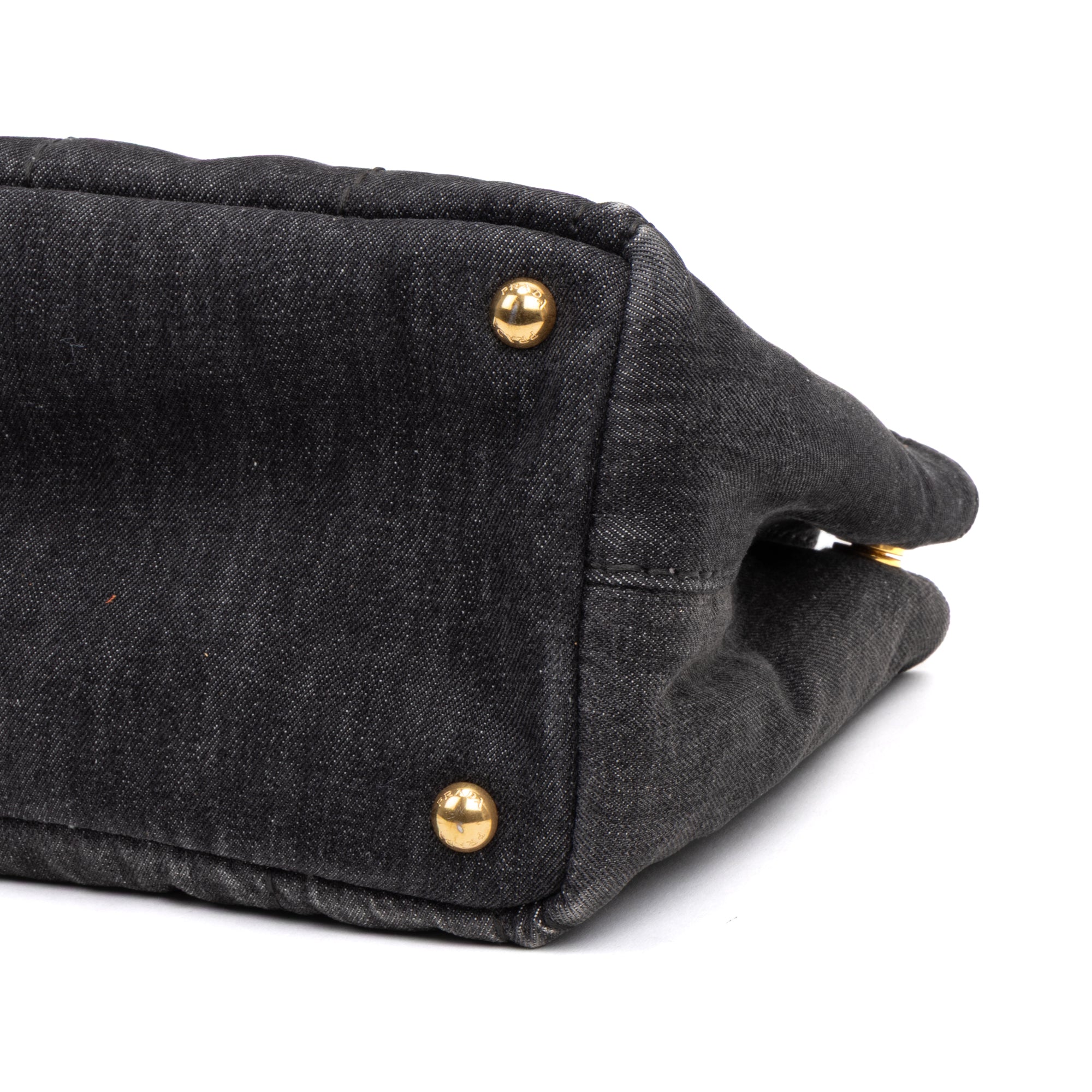 Shoulder Bag Canapa Tote Grey Denim Stampata Canvas