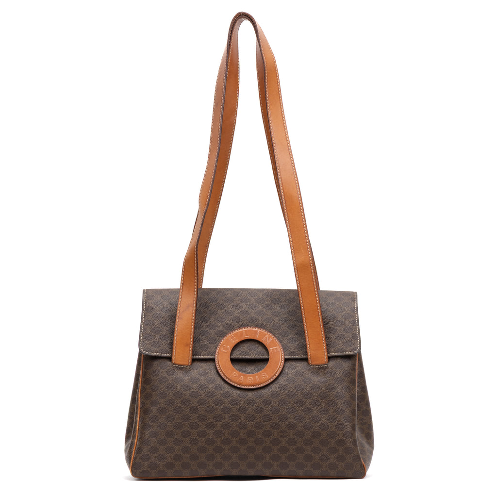 Shoulder Bag Vintage Shopping Tote Brown Macadam Coated Canvas
