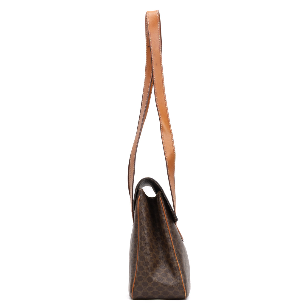 Shoulder Bag Vintage Shopping Tote Brown Macadam Coated Canvas