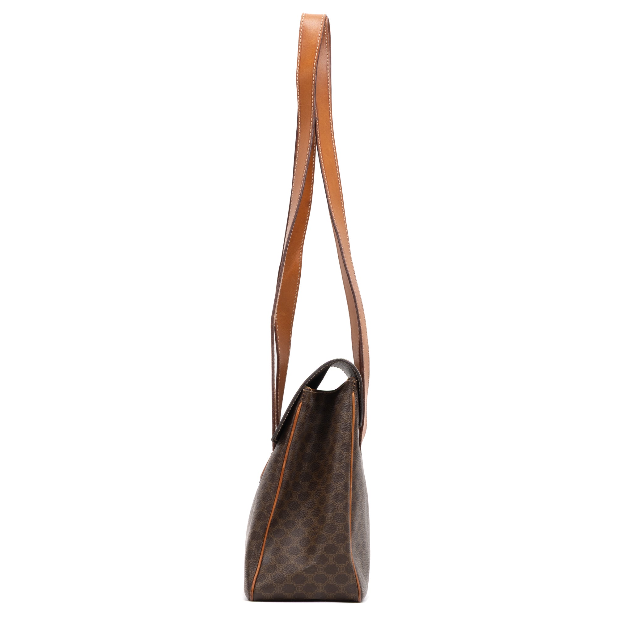 Shoulder Bag Vintage Shopping Tote Brown Macadam Coated Canvas