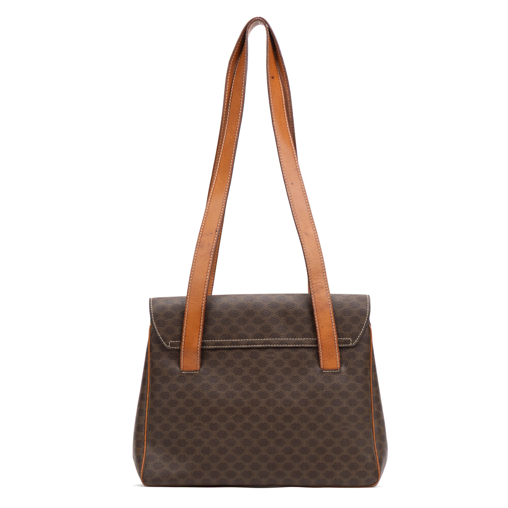 Shoulder Bag Vintage Shopping Tote Brown Macadam Coated Canvas