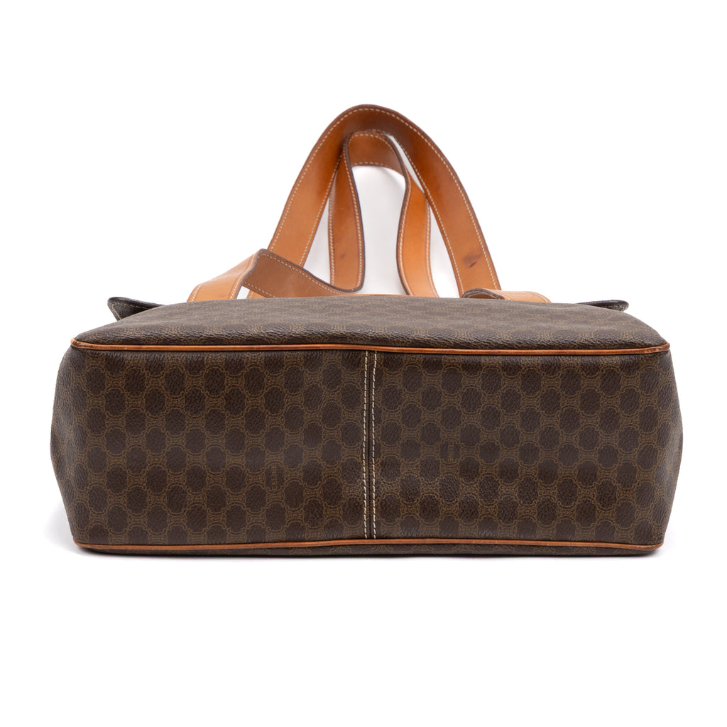 Shoulder Bag Vintage Shopping Tote Brown Macadam Coated Canvas