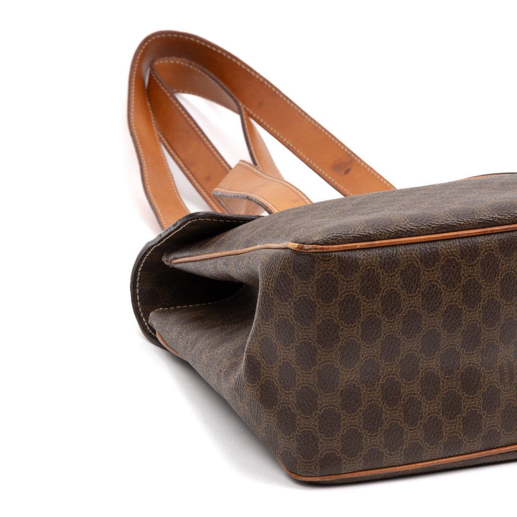 Shoulder Bag Vintage Shopping Tote Brown Macadam Coated Canvas