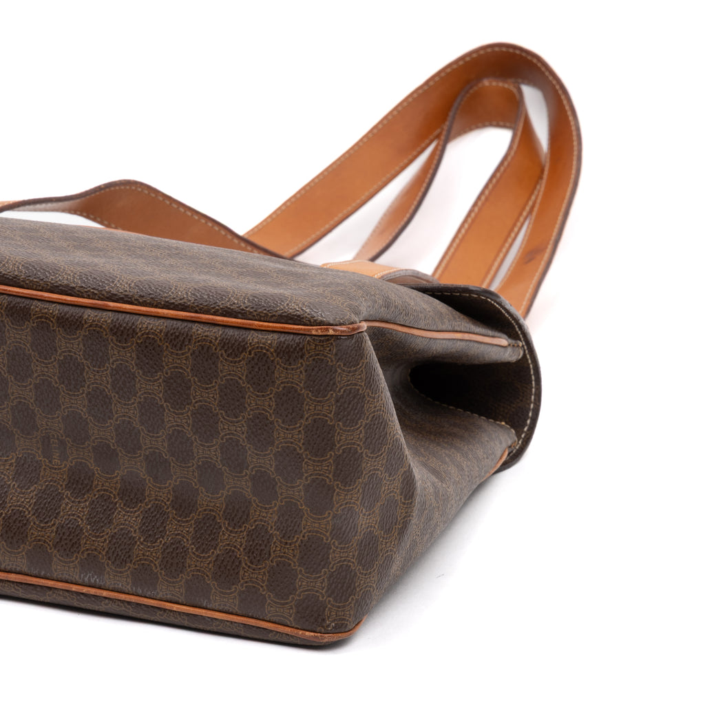 Shoulder Bag Vintage Shopping Tote Brown Macadam Coated Canvas