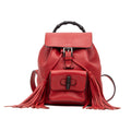 Backpack Bamboo Tassel Backpack Small Red Calfskin Leather