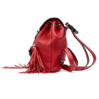 Backpack Bamboo Tassel Backpack Small Red Calfskin Leather