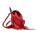 Backpack Bamboo Tassel Backpack Small Red Calfskin Leather