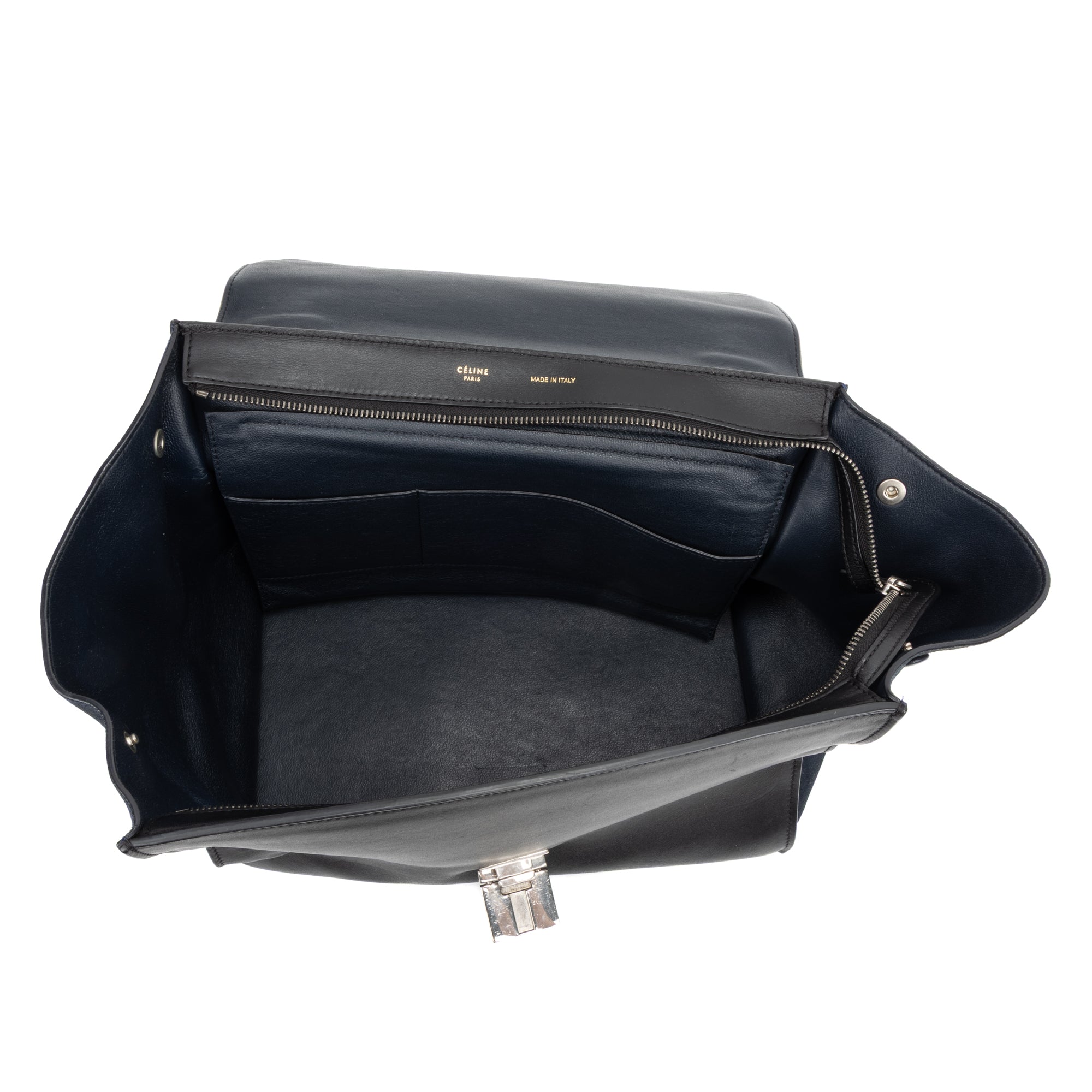 Shoulder Bag Trapeze Medium Black Calfskin Leather/Suede leather