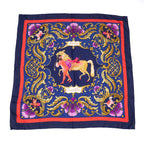 Scarf Scarf Cheval Turc 90 Blue 100% Twill Silk