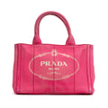 Shoulder Bag Canapa Tote Small Pink Stampata Logo Canvas