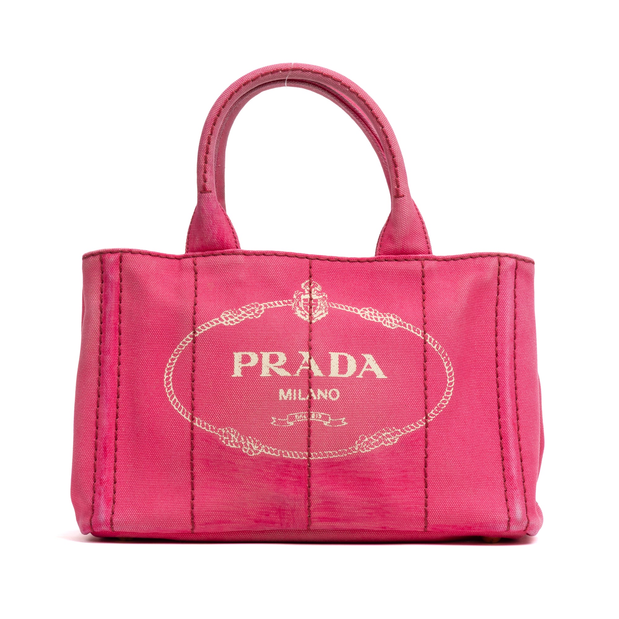 Shoulder Bag Canapa Tote Small Pink Stampata Logo Canvas