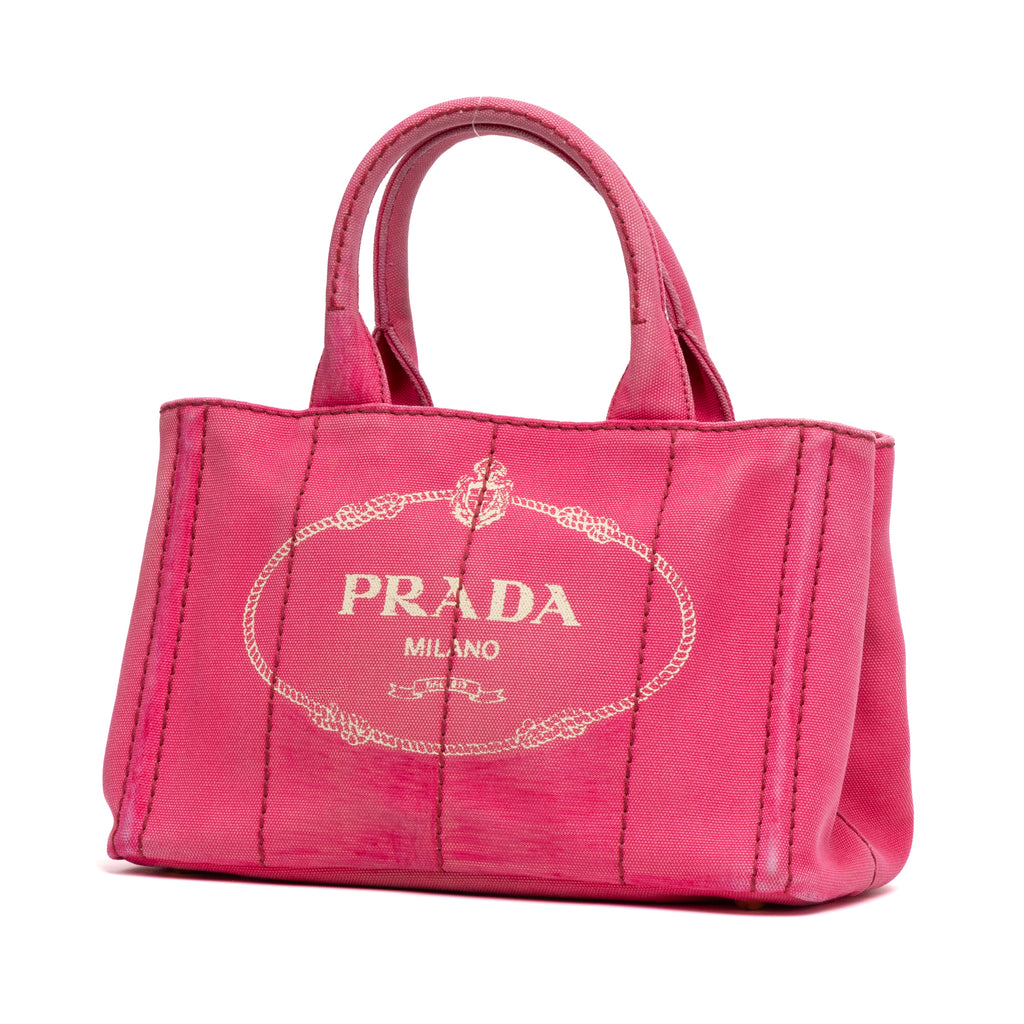 Shoulder Bag Canapa Tote Small Pink Stampata Logo Canvas