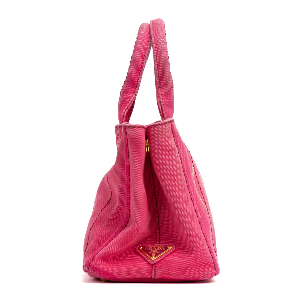 Shoulder Bag Canapa Tote Small Pink Stampata Logo Canvas