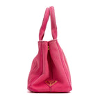 Shoulder Bag Canapa Tote Small Pink Stampata Logo Canvas