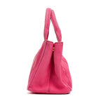 Shoulder Bag Canapa Tote Small Pink Stampata Logo Canvas