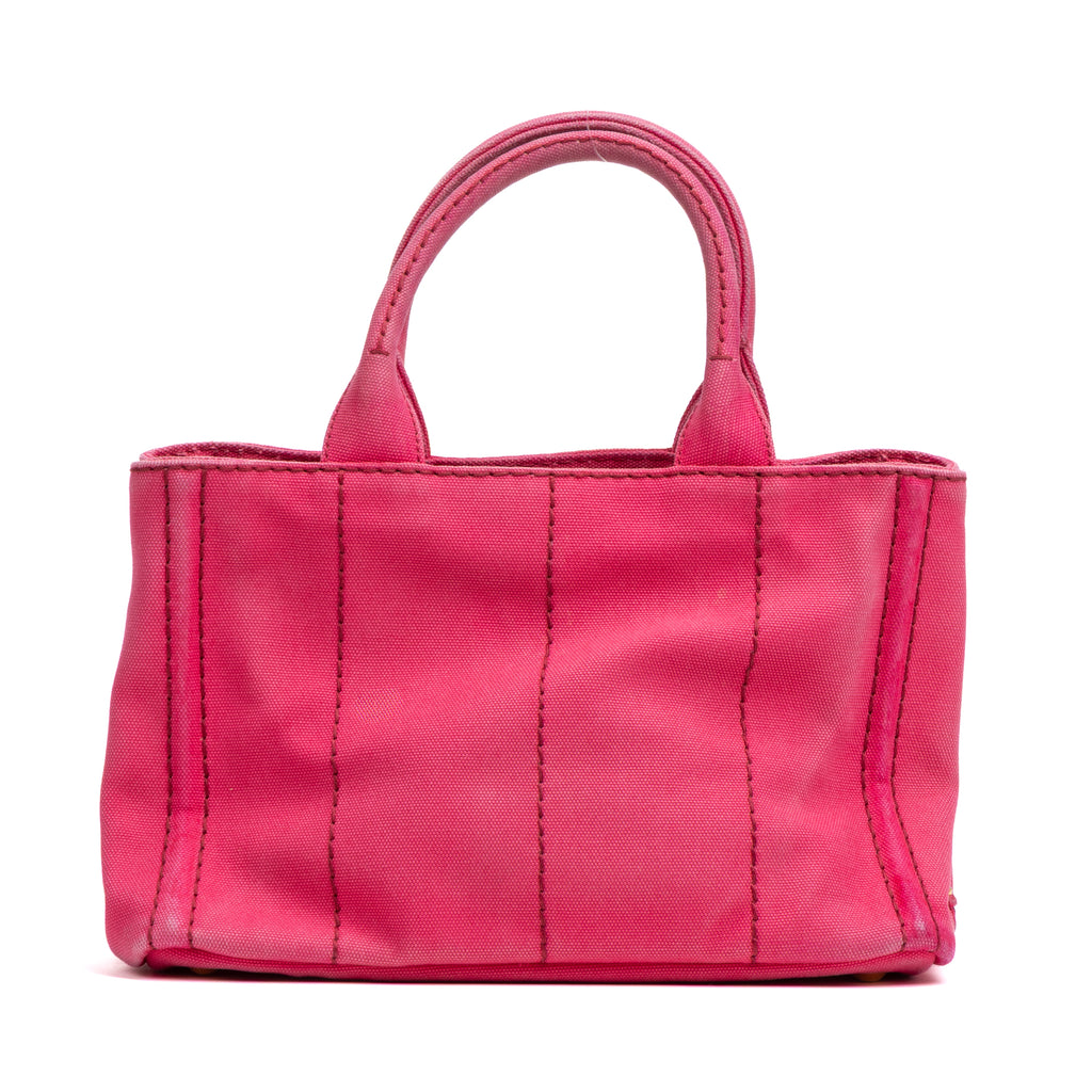 Shoulder Bag Canapa Tote Small Pink Stampata Logo Canvas