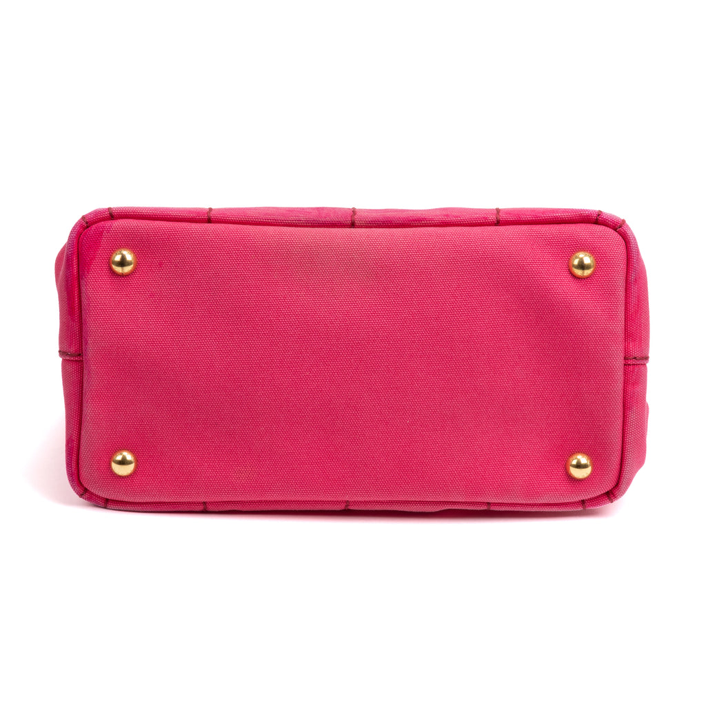 Shoulder Bag Canapa Tote Small Pink Stampata Logo Canvas