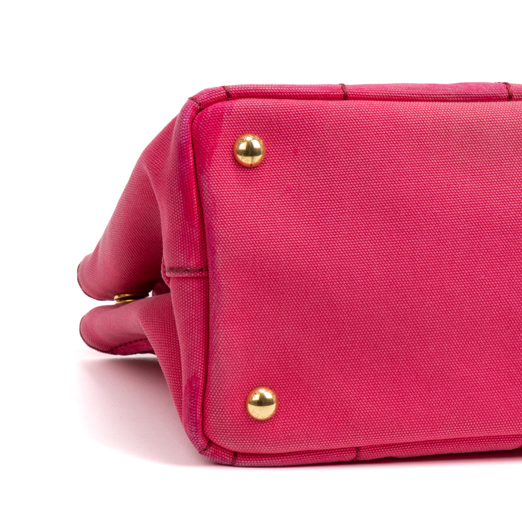 Shoulder Bag Canapa Tote Small Pink Stampata Logo Canvas