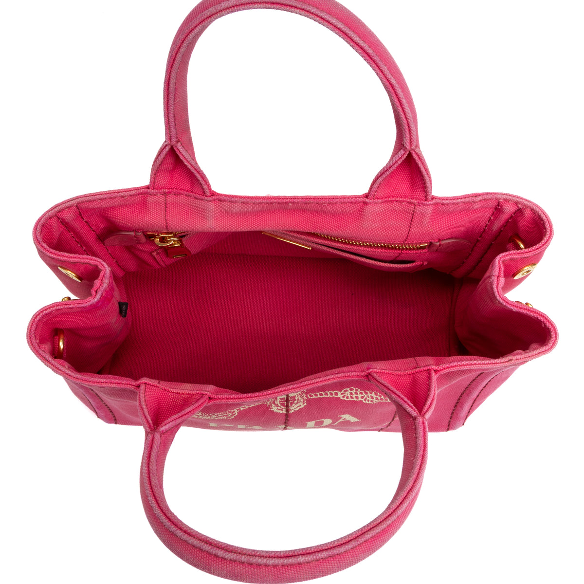 Shoulder Bag Canapa Tote Small Pink Stampata Logo Canvas