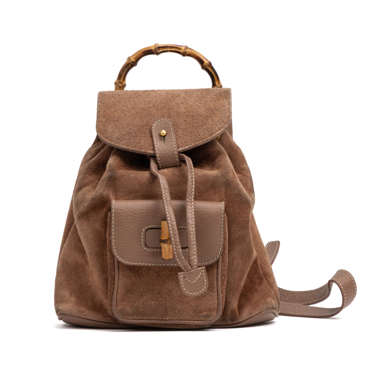 Backpack Bamboo Backpack Mini Brown Suede Leather