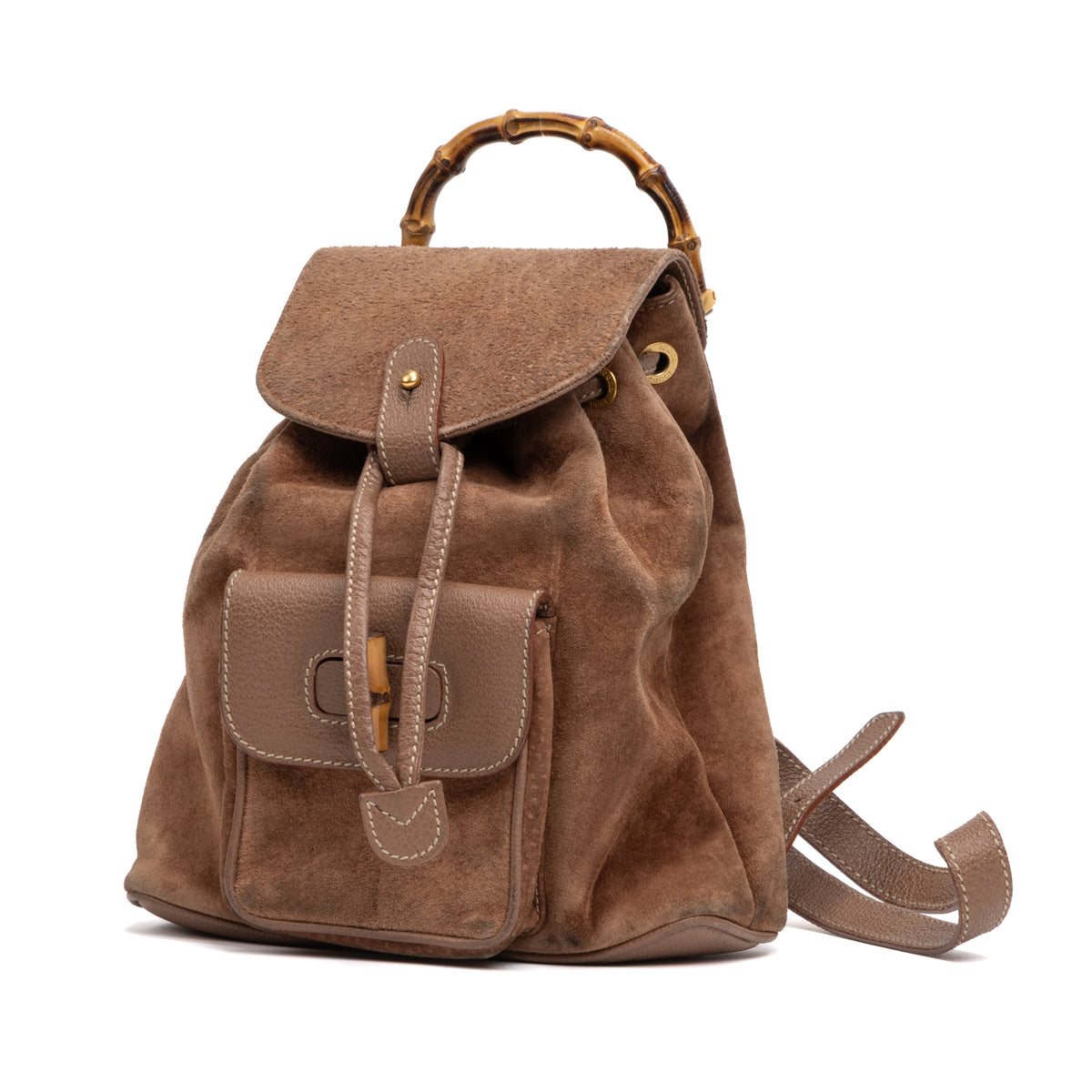Backpack Bamboo Backpack Mini Brown Suede Leather
