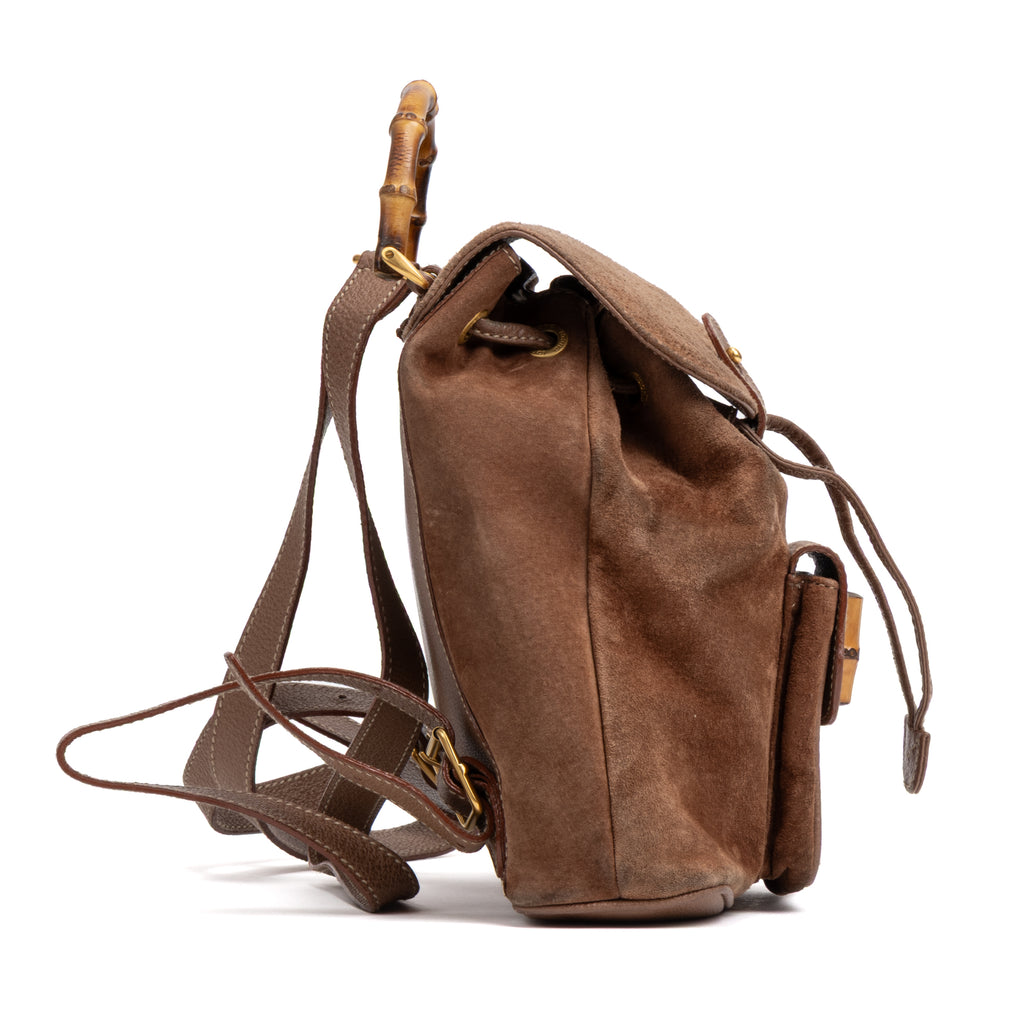 Backpack Bamboo Backpack Mini Brown Suede Leather