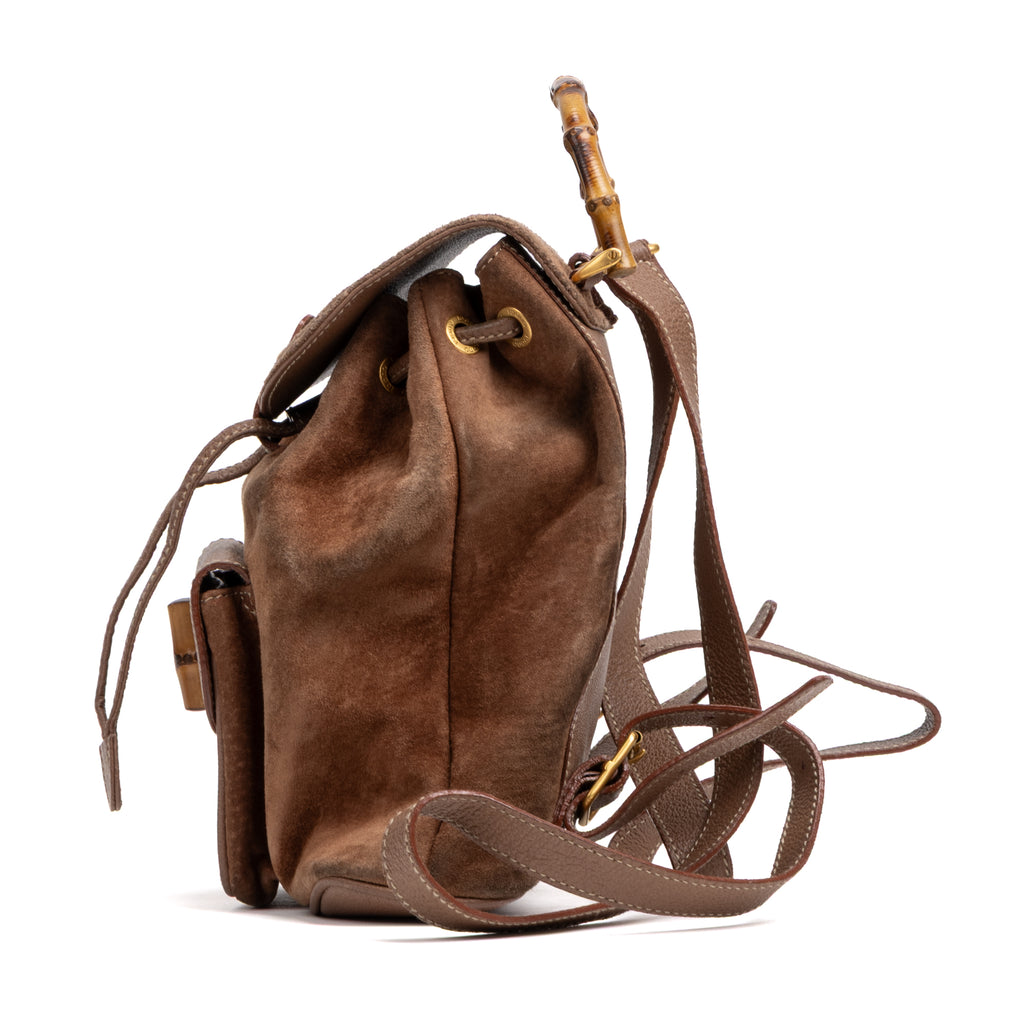 Backpack Bamboo Backpack Mini Brown Suede Leather