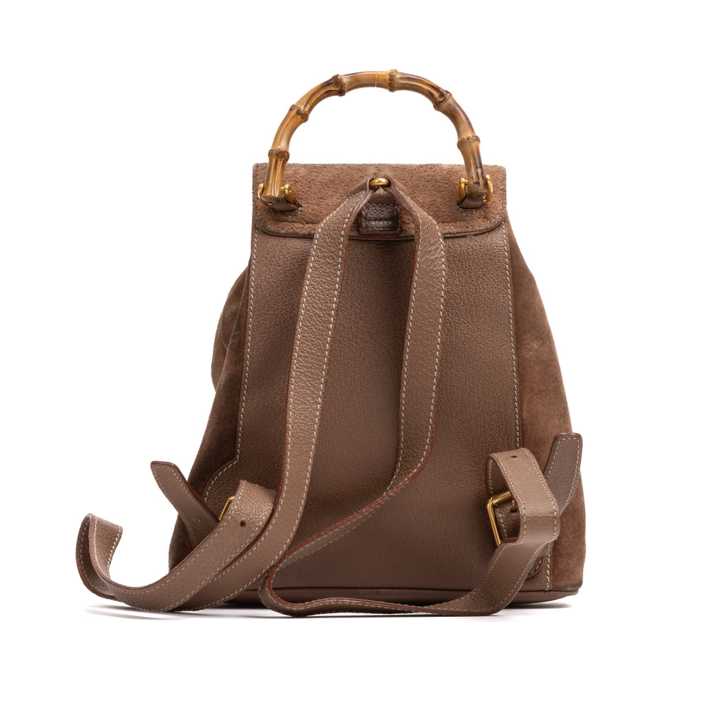 Backpack Bamboo Backpack Mini Brown Suede Leather