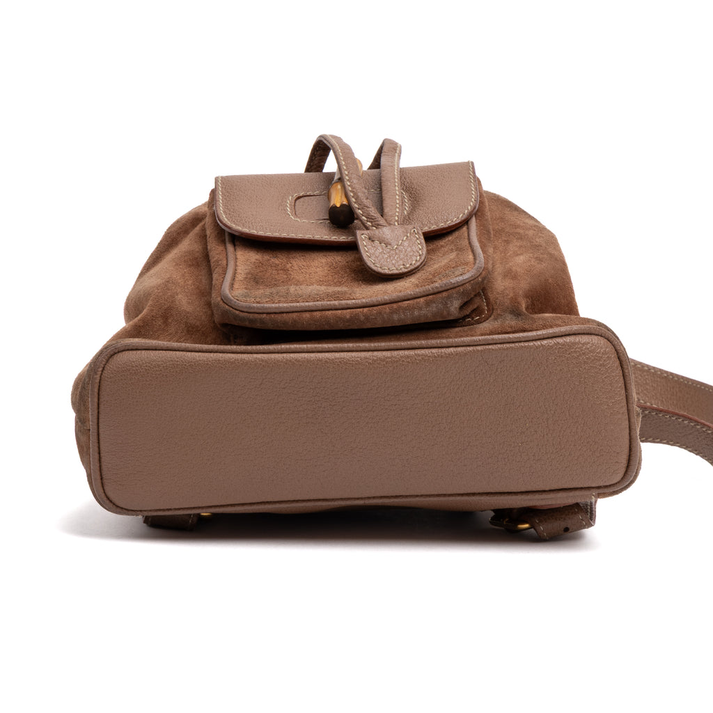 Backpack Bamboo Backpack Mini Brown Suede Leather