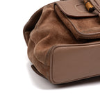 Backpack Bamboo Backpack Mini Brown Suede Leather