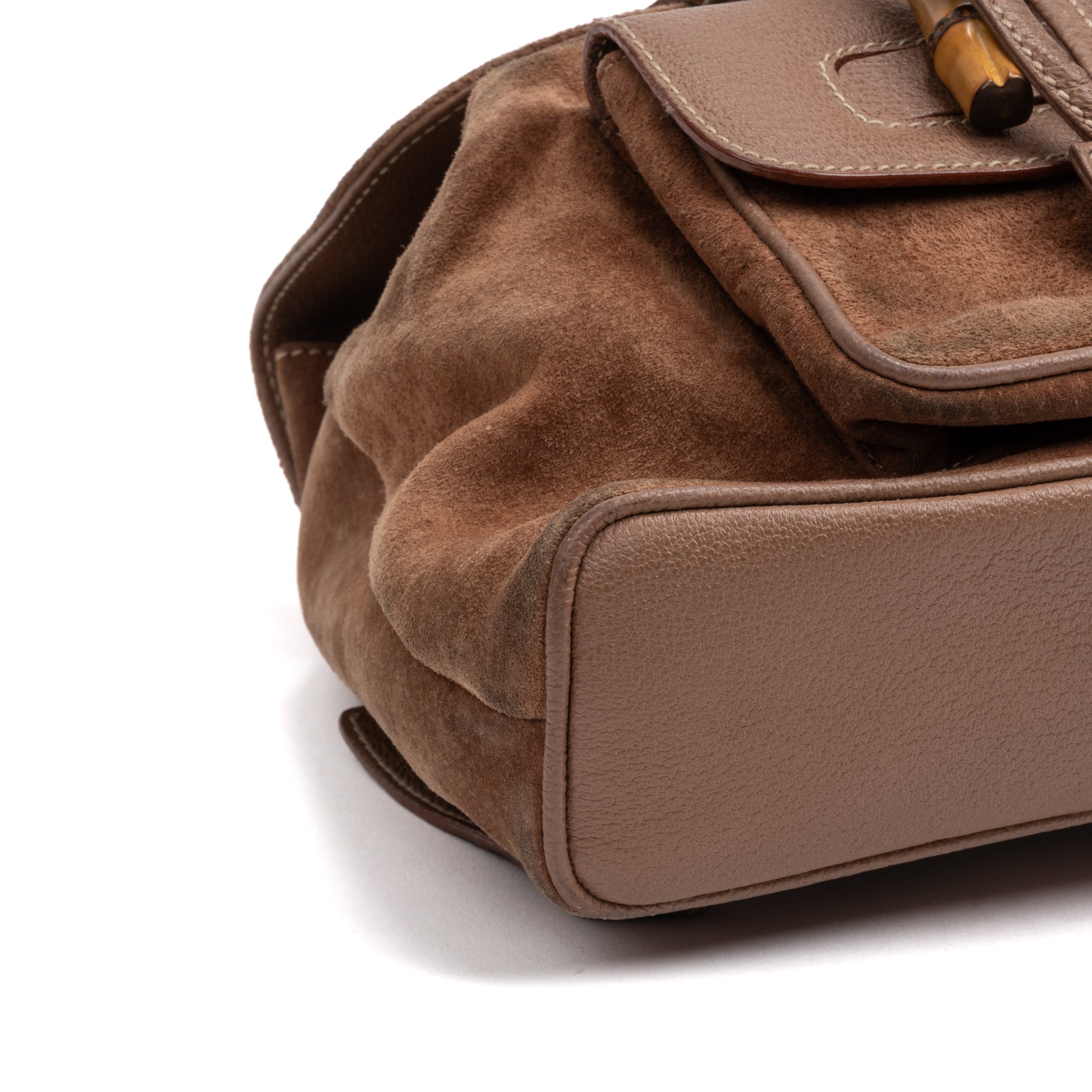 Backpack Bamboo Backpack Mini Brown Suede Leather