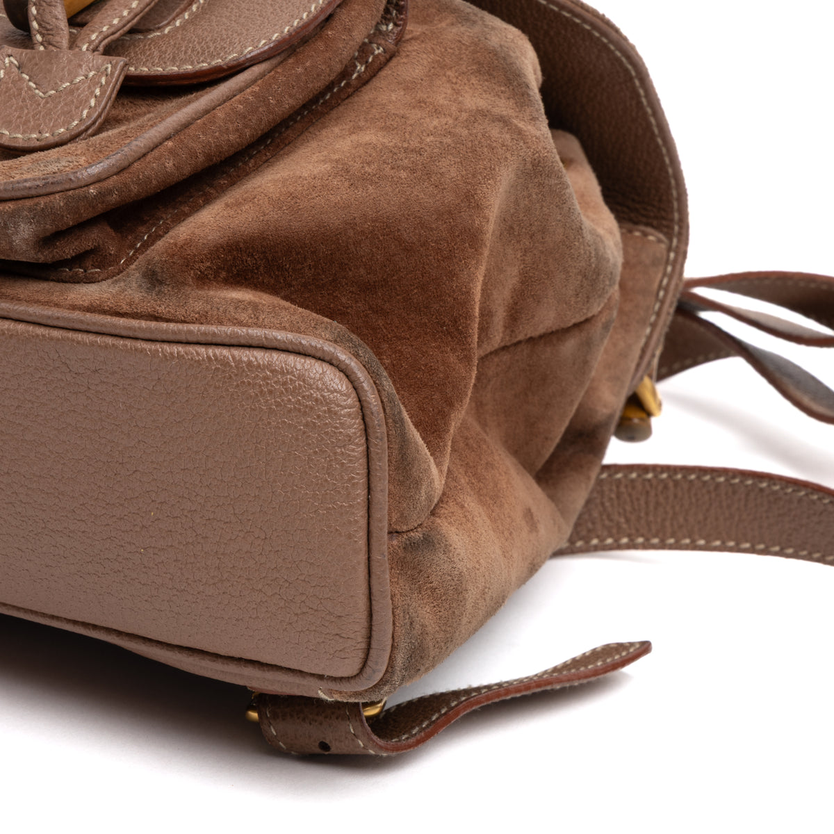 Backpack Bamboo Backpack Mini Brown Suede Leather
