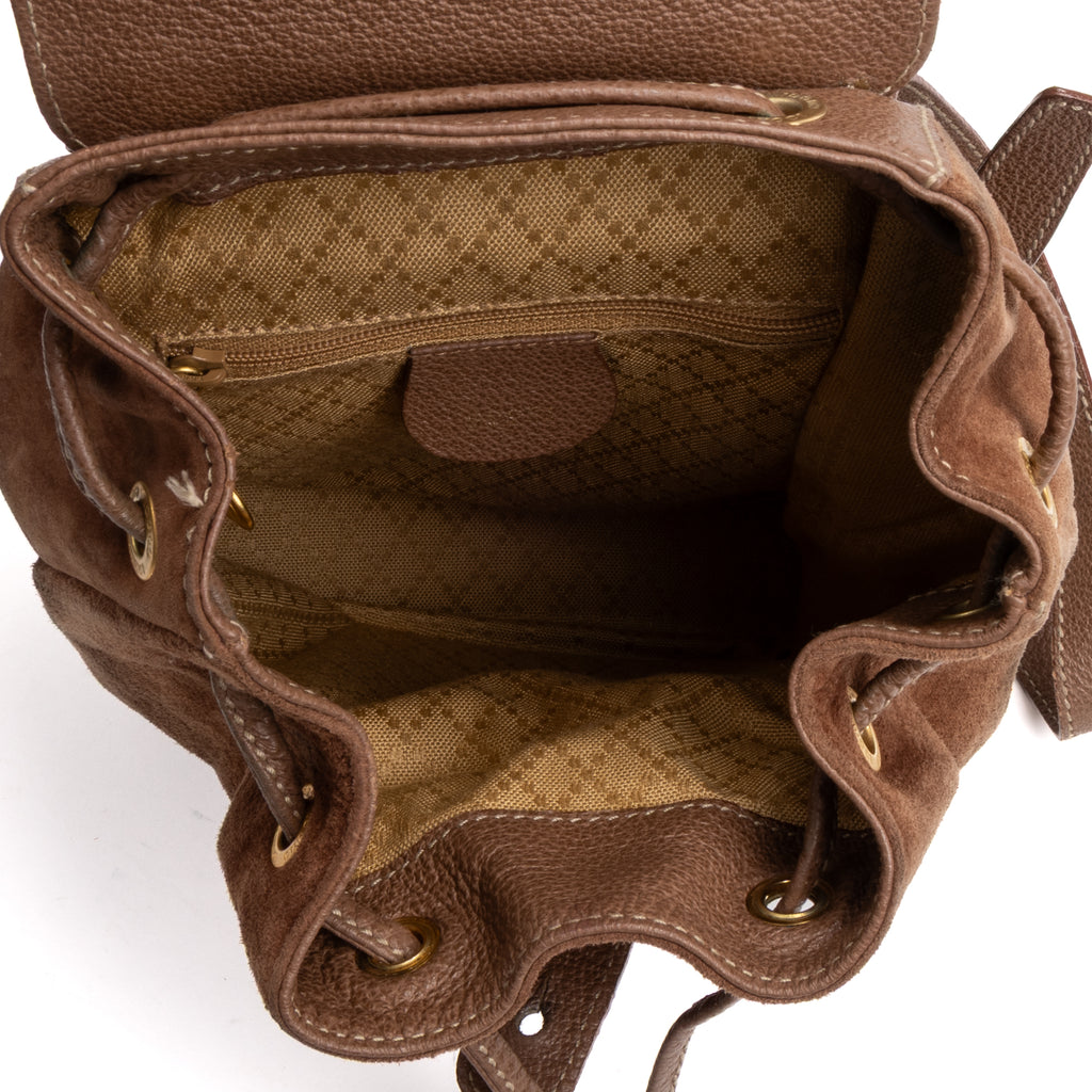 Backpack Bamboo Backpack Mini Brown Suede Leather